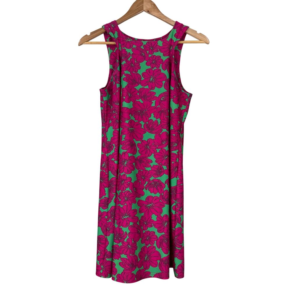 Aryeh Sleeveless Shift Dress Tropical Floral Island Party Pink Green Size S